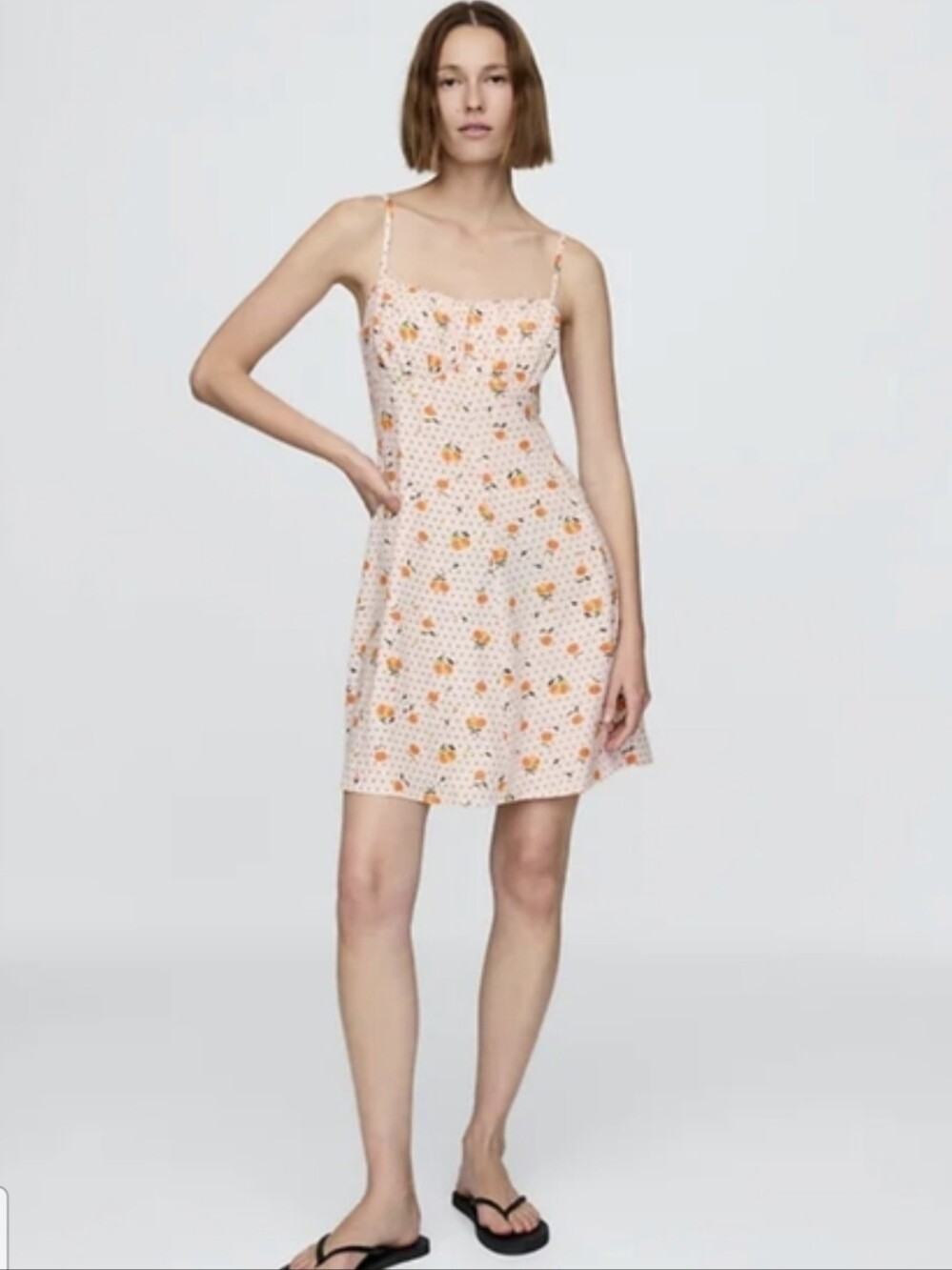 GAP Linen-blend Shirred Bodice Mini Dress M Tall